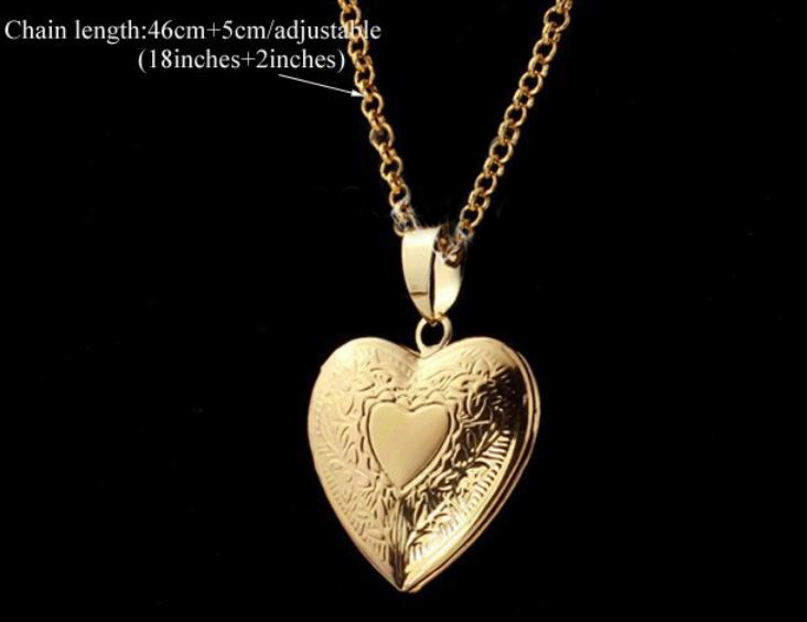 High Quality 18k Gold Plated Heart Locket Necklace And Pendantheart