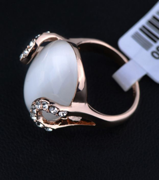 Opal Ring Gold Plated Acrylic Rose Flower Cluster Inlays Golden ...